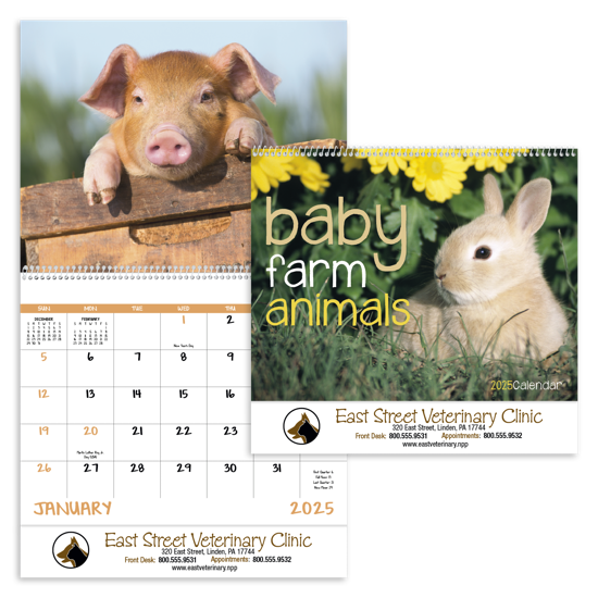 baby farm animals calendars